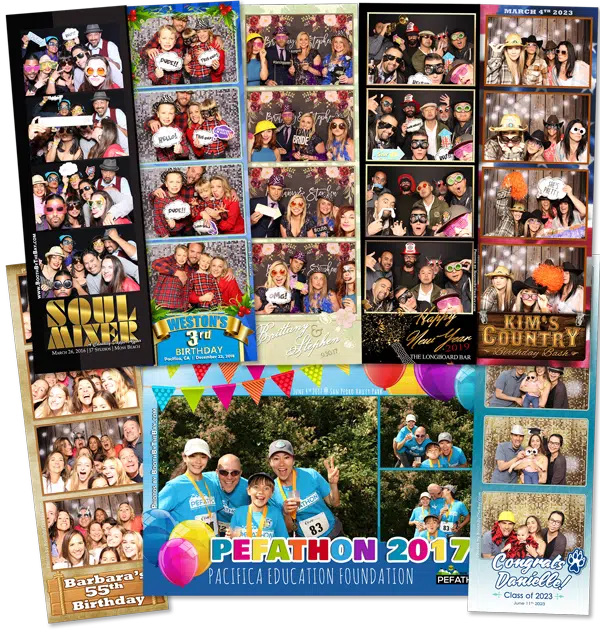 Sample photo booth strips from various past events